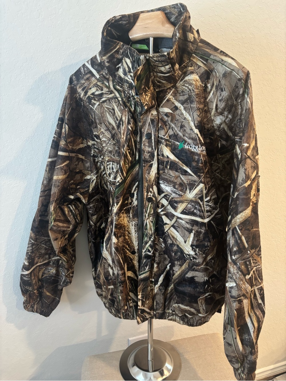 Frogg Toggs All Sport Waterproof Camo Rain Jacket Waterfowl Hunt Mens Lg *FLAW